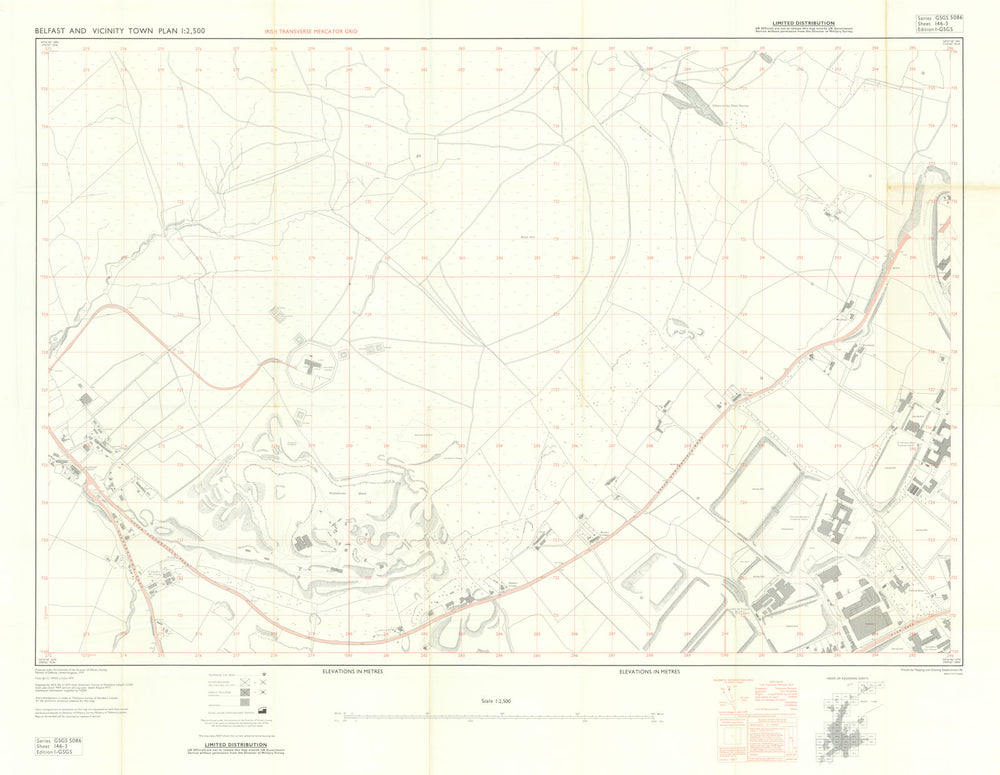 Belfast—Hannahstown & Black Hill—Troubles military map—MOD—Royal Engineers 1979