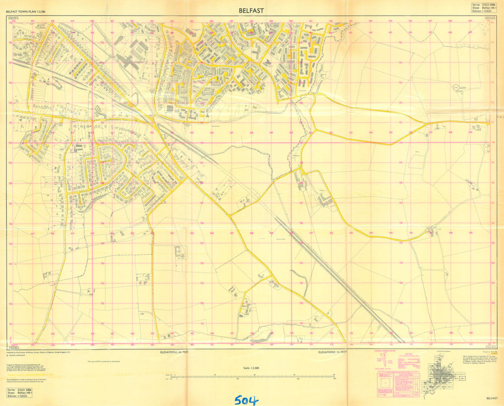 Belfast—Dundonald & Ballybeen—Troubles military town plan—MOD—RE 1975 old map
