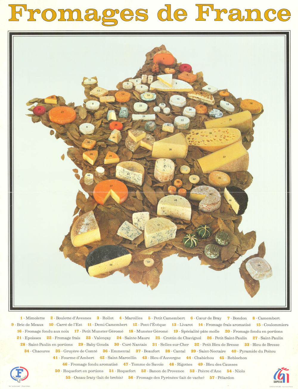 Fromages de France — French regional cheeses poster map — Cohen / Sopexa 1985