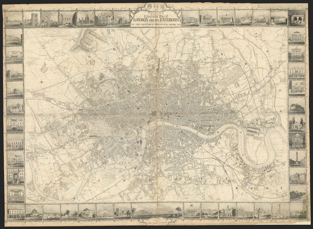 Tallis’s Illustrated Plan of London & Environs—Great Exhibition—Rapkin 1851 map