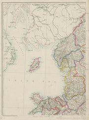 ENGLAND & WALES NW. Cumbria Lancashire Welsh coast Isle of Man. WELLER 1862 map