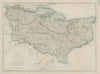 KENT. County map. Downs. Railways in use/under construction. BR DAVIES 1862