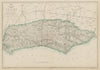 SUSSEX. Chichester Rye Brighton Horsham. County map.Railways.BR DAVIES 1862