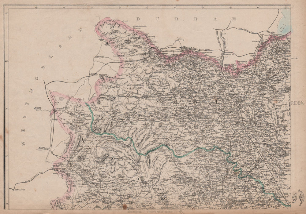 YORKSHIRE NORTH WEST. Harrogate Richmond Thirsk Middlesbrough. WELLER 1862 map