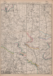 GREAT NORTHERN RAILWAY 1. London to Grantham & Nottingham. WELLER 1862 old map