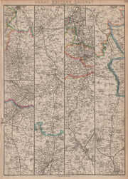 GREAT WESTERN RAILWAY 4. Oxford to Warwick Birmingham & Chester.WELLER 1862 map