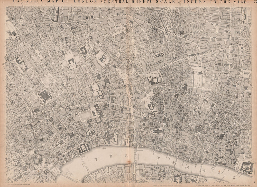 CASSELLS LONDON Central. Bloomsbury Covent Garden City Holborn. WELLER 1862 map