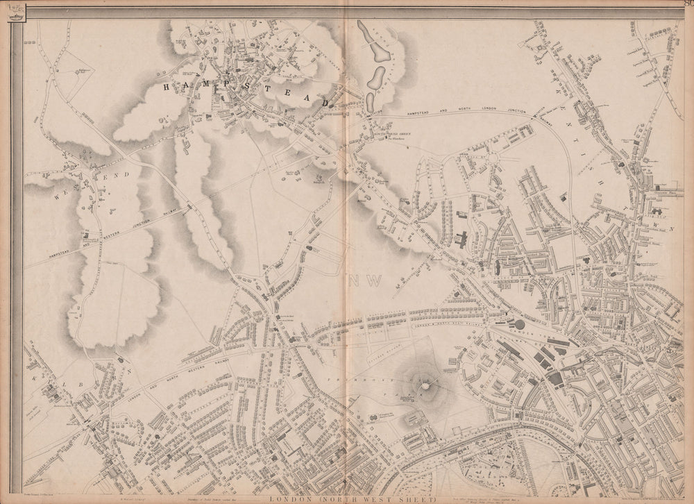 'CASSELLS LONDON NW Hampstead Camden St Johns Wood Belsize Park.WELLER 1862 map