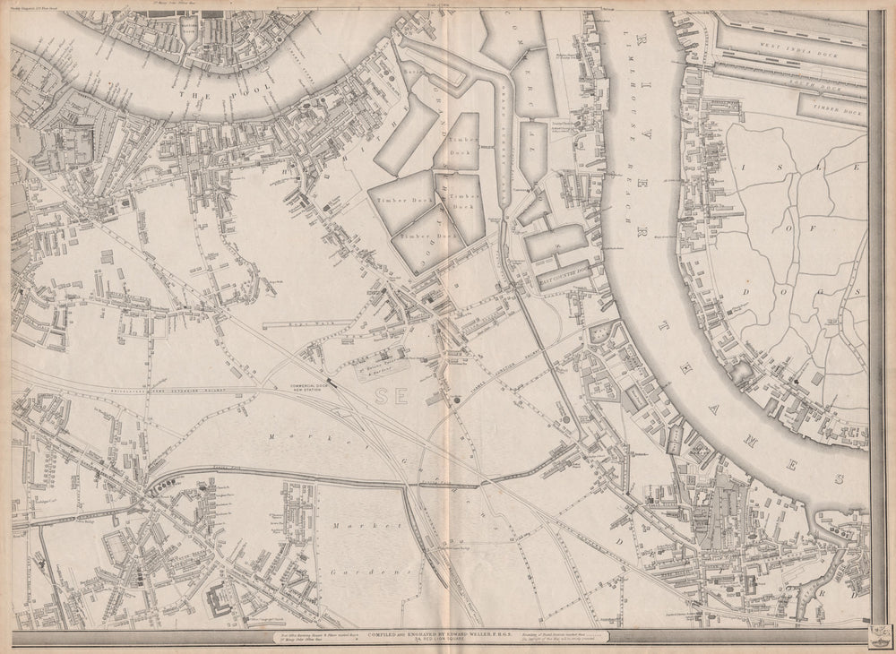 'CASSELLS LONDON SE. Rotherhithe Bermondsey Deptford Peckham. WELLER 1862 map