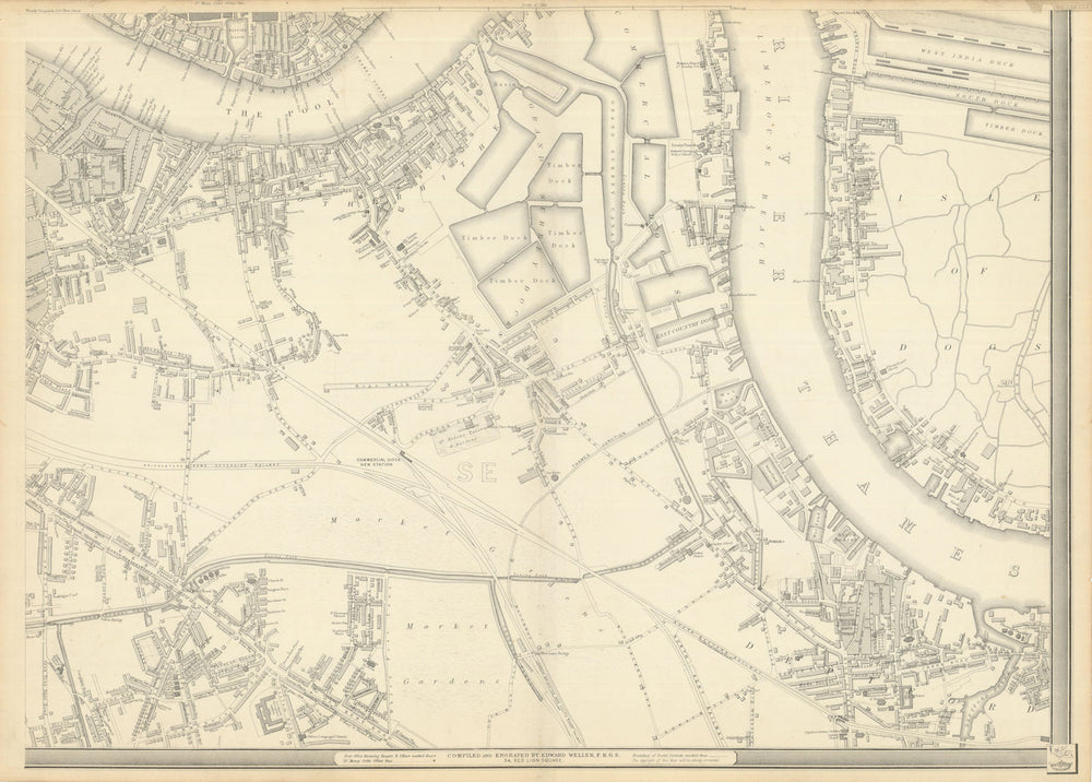 'CASSELLS LONDON SE. Rotherhithe Bermondsey Deptford Peckham. WELLER 1862 map