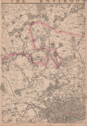 NORTH/WEST LONDON. Hampstead Harrow Ealing Tottenham Barnet. WELLER 1862 map