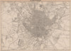 BIRMINGHAM. Large town/city plan by JW LOWRY for the Dispatch Atlas 1862 map
