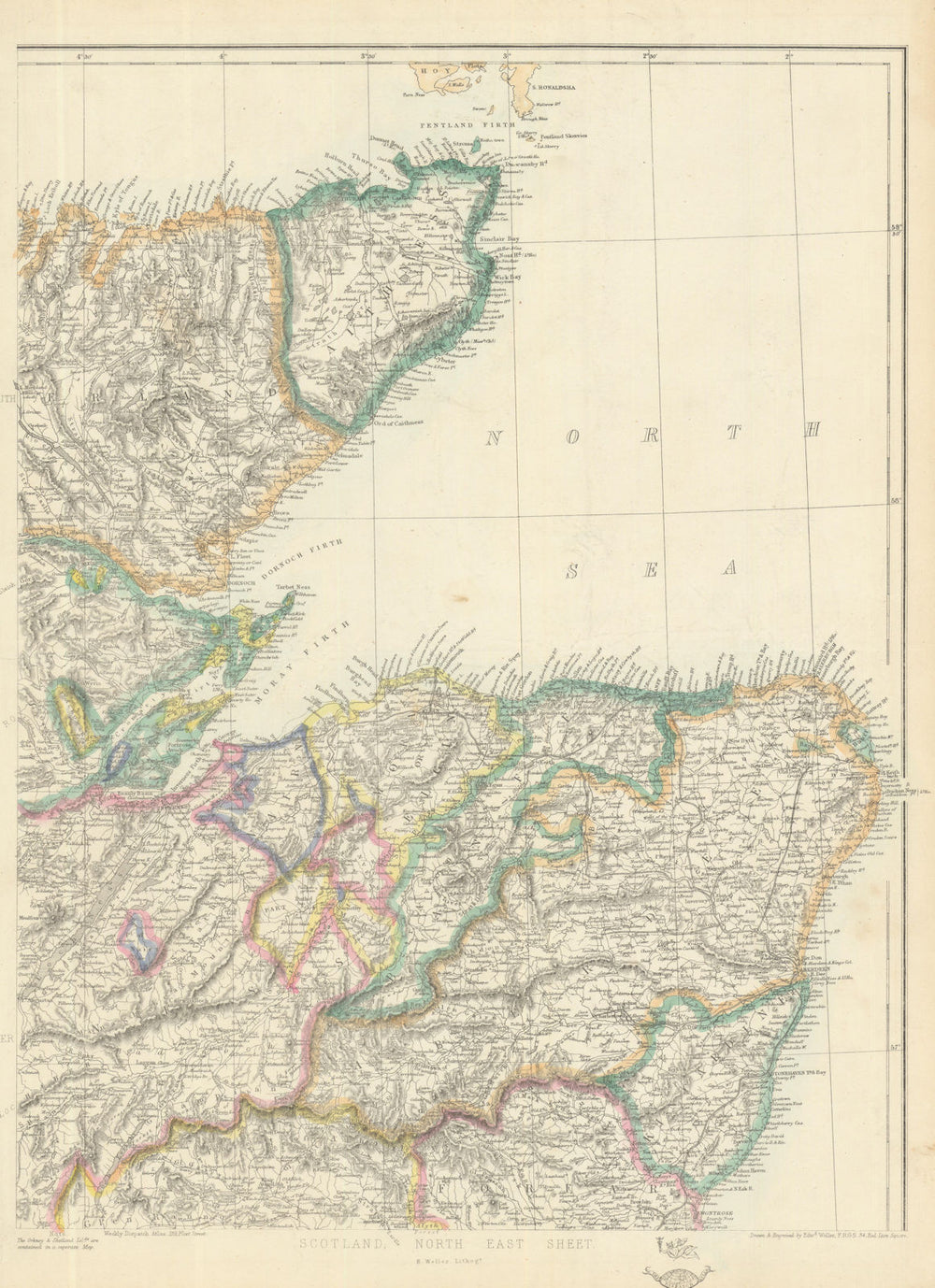 SCOTLAND NORTH EAST. Grampian Highlands Aberdeenshire. Railways.WELLER 1862 map
