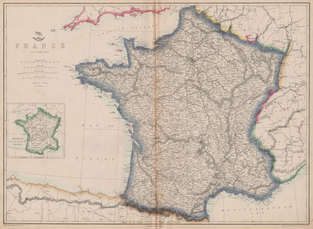 FRANCE. Prior to the annexation of Savoie & Comte de Nice. JW LOWRY 1862 map