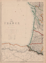 FRANCE SOUTH WEST COAST. Charente Vendee Gironde Landes Pyrenees.LOWRY 1862 map
