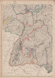 GERMANY SOUTH WEST. Baden Wurtemberg Palatinate Hesse. JW LOWRY 1862 old map