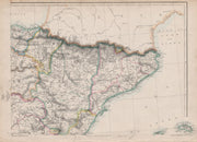 SPAIN NE. Catalonia Aragon Navarre. Barcelona-Zaragoza railway. WELLER 1862 map