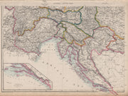 AUSTRIAN EMPIRE SW. Dalmatia Croatia Venice Tyrol Carinthia. DOWER 1862 map