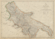 KINGDOM OF NAPLES/TWO SICILIES North. Southern Italy. DOWER. Dispatch 1862 map