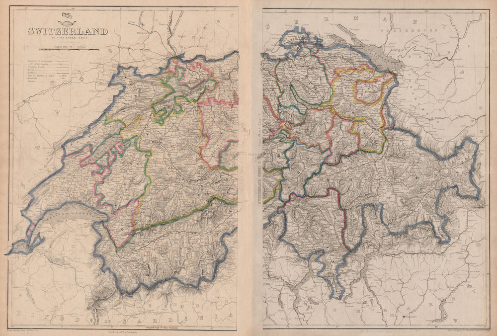 SWITZERLAND. Shows battles/dates railways. DOWER. Dispatch atlas 1862 old map