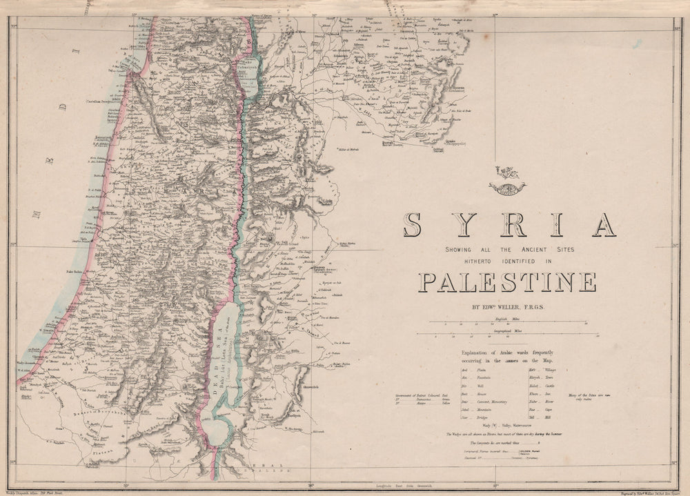 SYRIA/PALESTINE. Holy Land Israel. Scriptural & Classical names.WELLER 1862 map