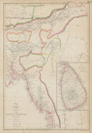 BRITISH INDIA 'Eastern Provinces'. Ceylon Burmah Tipperah. WELLER 1862 old map