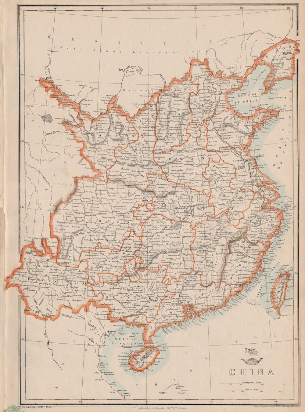 CHINA. Grand Canal. Great Wall. Amherst & Macartney routes. WELLER 1862 map