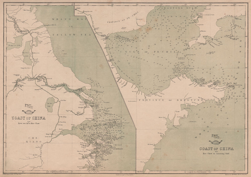 COAST OF CHINA.Ningbo-Korea. Shanghai Tianjin Nanjing Hangzhou. WELLER 1862 map