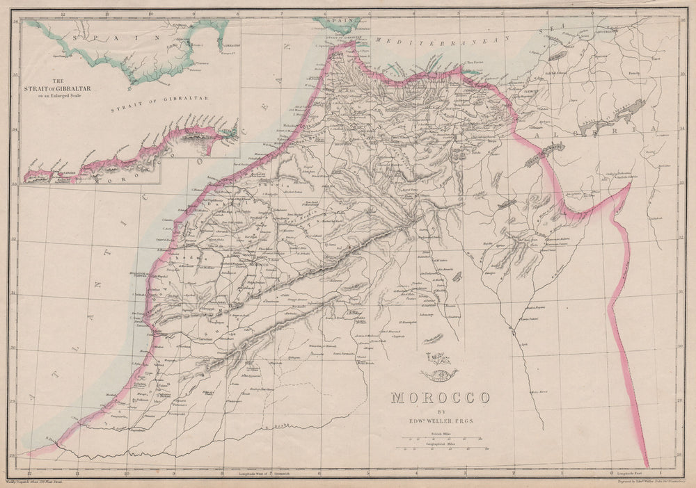 MOROCCO. Shows Spanish Ceuta Melilla Penon de Velez Alhucemas. WELLER 1862 map