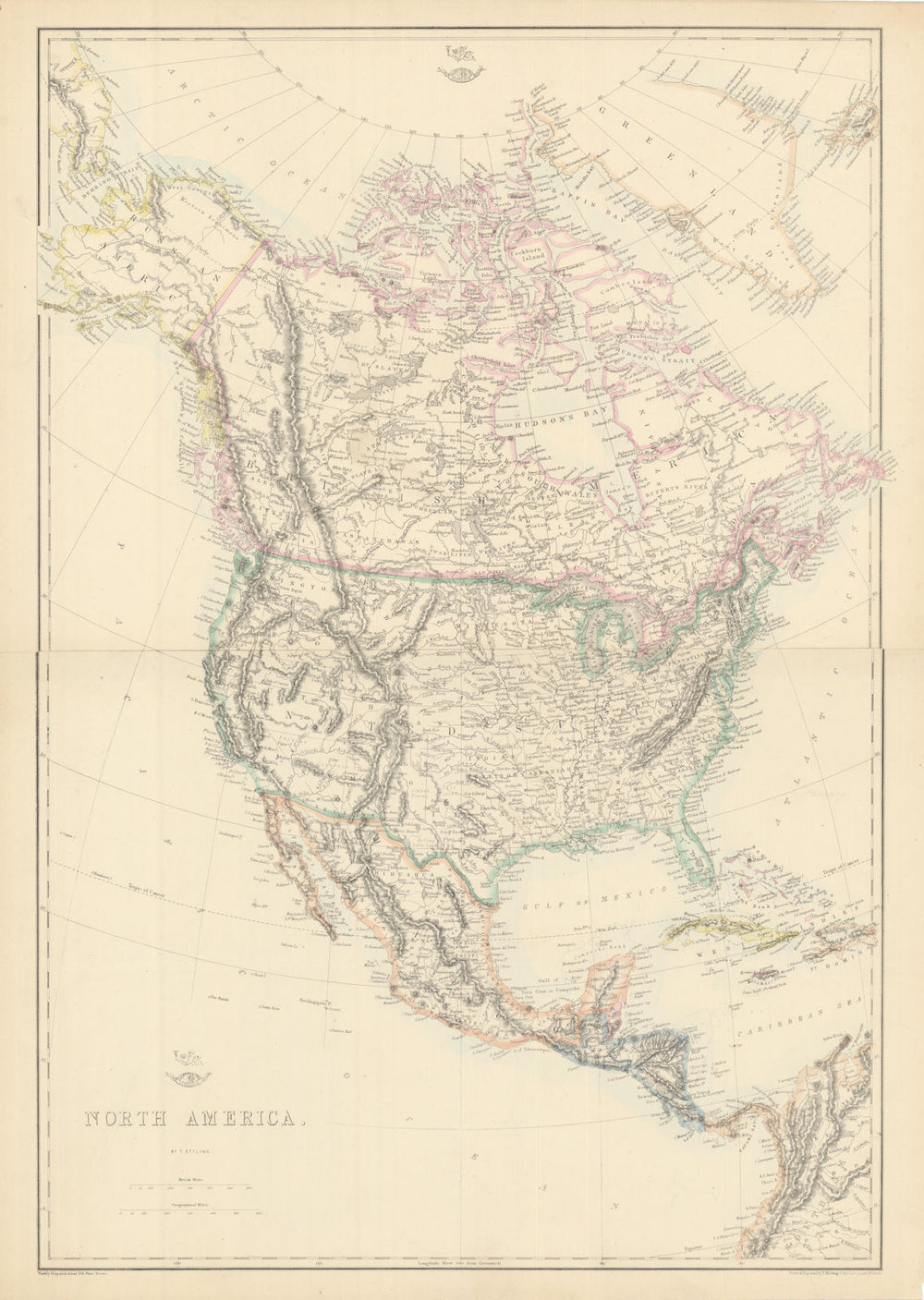 NORTH AMERICA. State borders differ from those later settled. ETTLING 1862 map
