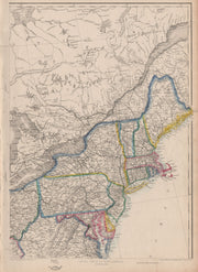 USA NORTH EAST. New England & Mid-Atlantic states. ETTLING 1862 old map