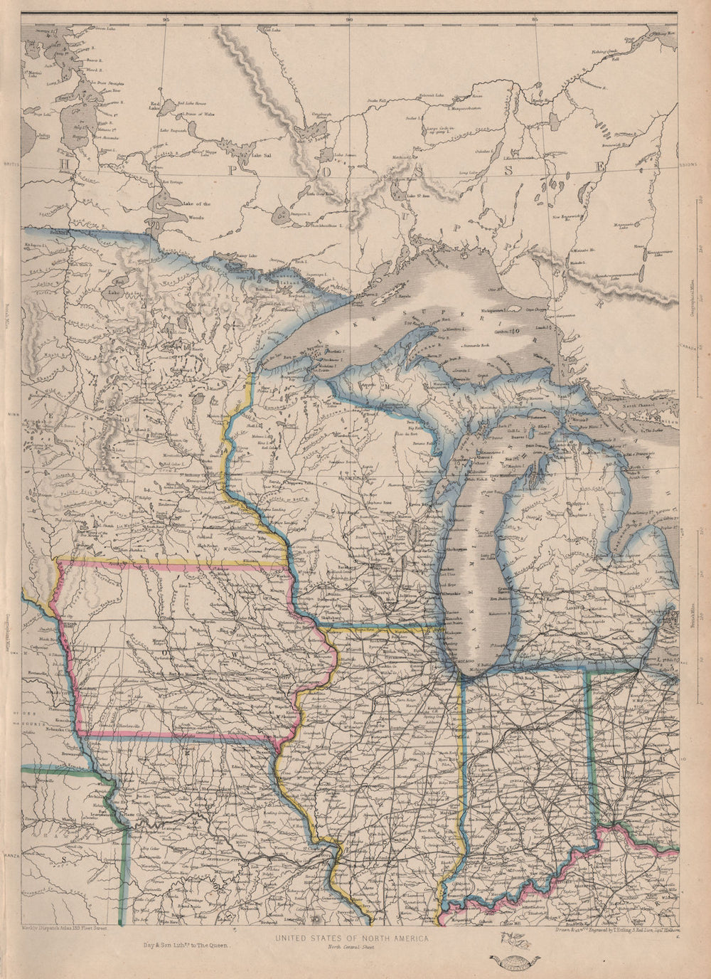 USA NORTH CENTRAL. Midwest. w/ Minnesota Territory pre-Dakota. ETTLING 1862 map