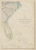 USA SOUTH EAST. Florida Georgia Carolina coast Bahamas. ETTLING 1862 old map