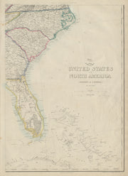 USA SOUTH EAST. Florida Georgia Carolina coast Bahamas. ETTLING 1862 old map