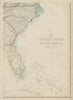 USA SOUTH EAST. Florida Georgia Carolina coast Bahamas. ETTLING 1862 old map