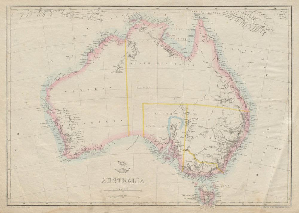 AUSTRALIA showing 1856 states pre-Queensland 'North Australia'. WELLER 1862 map