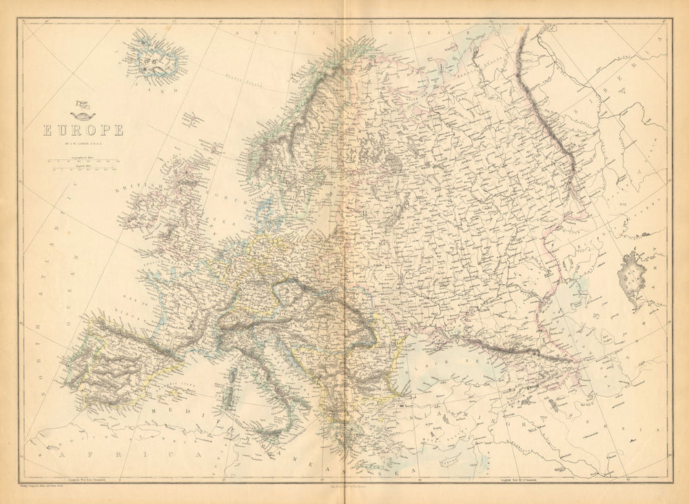 EUROPE. Shows Prussia British Ionian Islands Ottoman Empire. LOWRY 1863 map