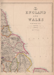 ENGLAND NORTH EAST COAST Lincs Yorks Durham Northumbs. >Berwick WELLER 1863 map