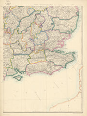 SOUTH EAST ENGLAND. Home Counties Surrey Kent Sussex Hants &c. WELLER 1863 map