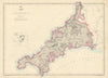 CORNWALL. Antique county map. Railways. Bodmin Moor. WELLER 1863 old