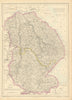 LINCOLNSHIRE. Antique county map. Fens. Railways. DOWER 1863 old
