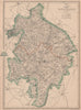 WARWICKSHIRE. Birmingham. County map showing excave & railways. WELLER 1863