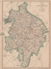 WARWICKSHIRE. Birmingham. County map showing excave & railways. WELLER 1863