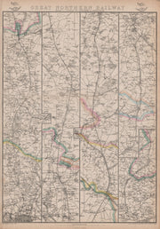GREAT NORTHERN RAILWAY 1. London to Grantham & Nottingham. WELLER 1864 old map