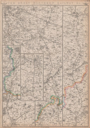 GREAT NORTHERN RAILWAY 2. Grantham to York, Leeds & Sheffield. WELLER 1864 map