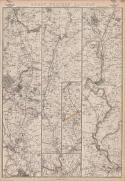 GREAT WESTERN RAILWAY 1. London to Windsor, Reading & Oxford. WELLER 1864 map