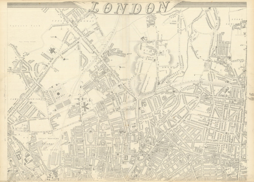 'CASSELLS LONDON N. Holloway Camden islington Highbury Hoxton. WELLER 1863 map