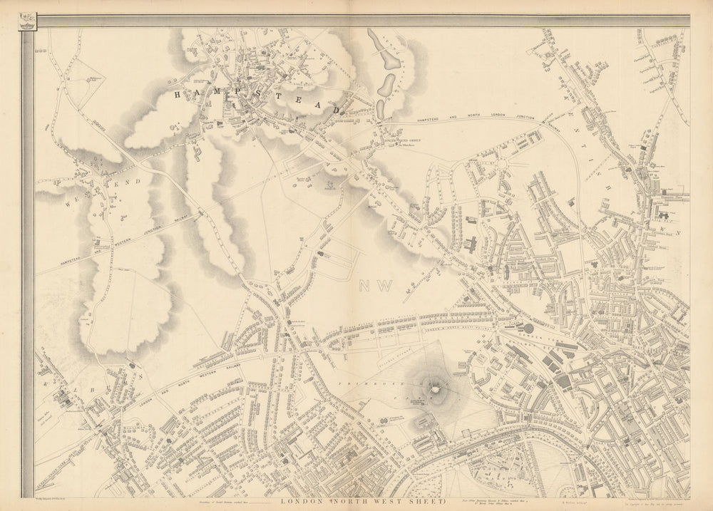 'CASSELLS LONDON NW Hampstead Camden St Johns Wood Belsize Park.WELLER 1863 map