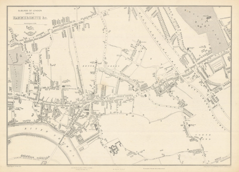 W LONDON. Hammersmith Holland Park Brook Green West Kensington. WELLER 1863 map