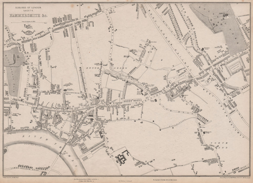 W LONDON. Hammersmith Holland Park Brook Green West Kensington. WELLER 1863 map